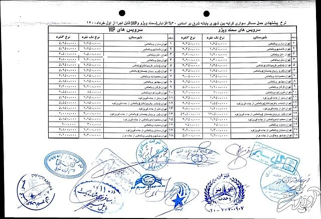 کرایه سواری‌های بین شهری اعلام شد+جدول